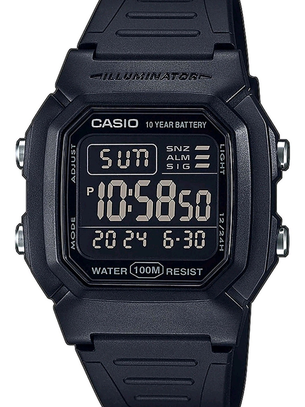 Casio Digital Watch W-800H-1BVES Black 10 Year Battery 100M Water Resist 37mm